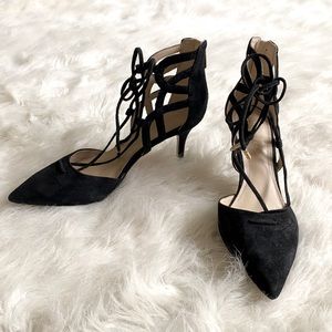 Marc Fisher Black Suede Lace Up Heels
